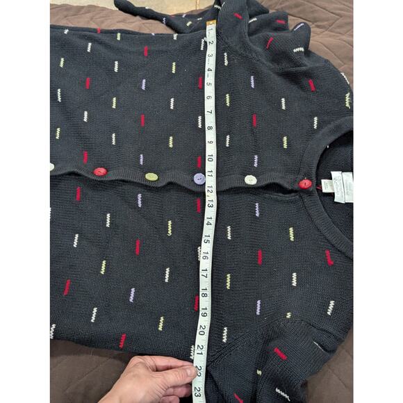 Christopher & Banks black w/primary colored buttons &:knit detail size Large - Picture 6 of 9